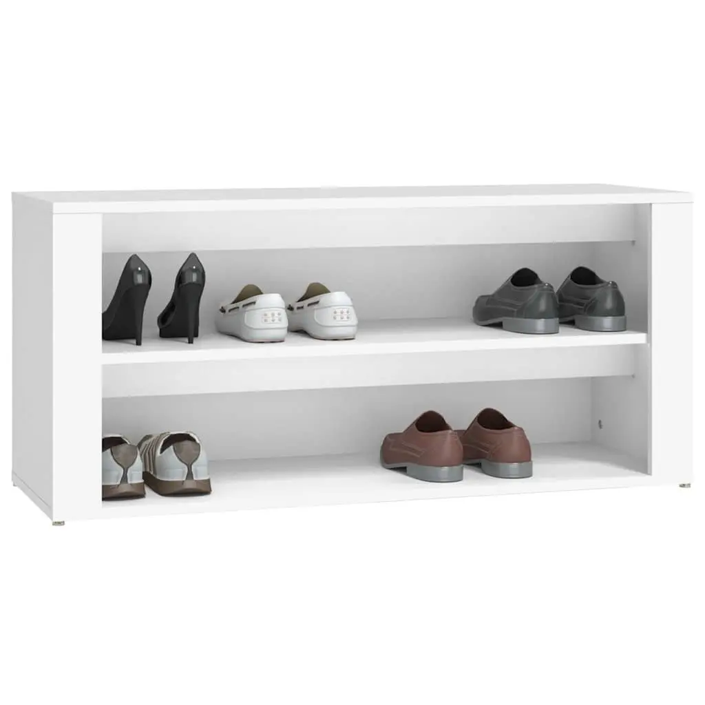 Shoe Rack Storage Cabinet 100x35x45 cm White 2 Compartments Organised Wardrobe
