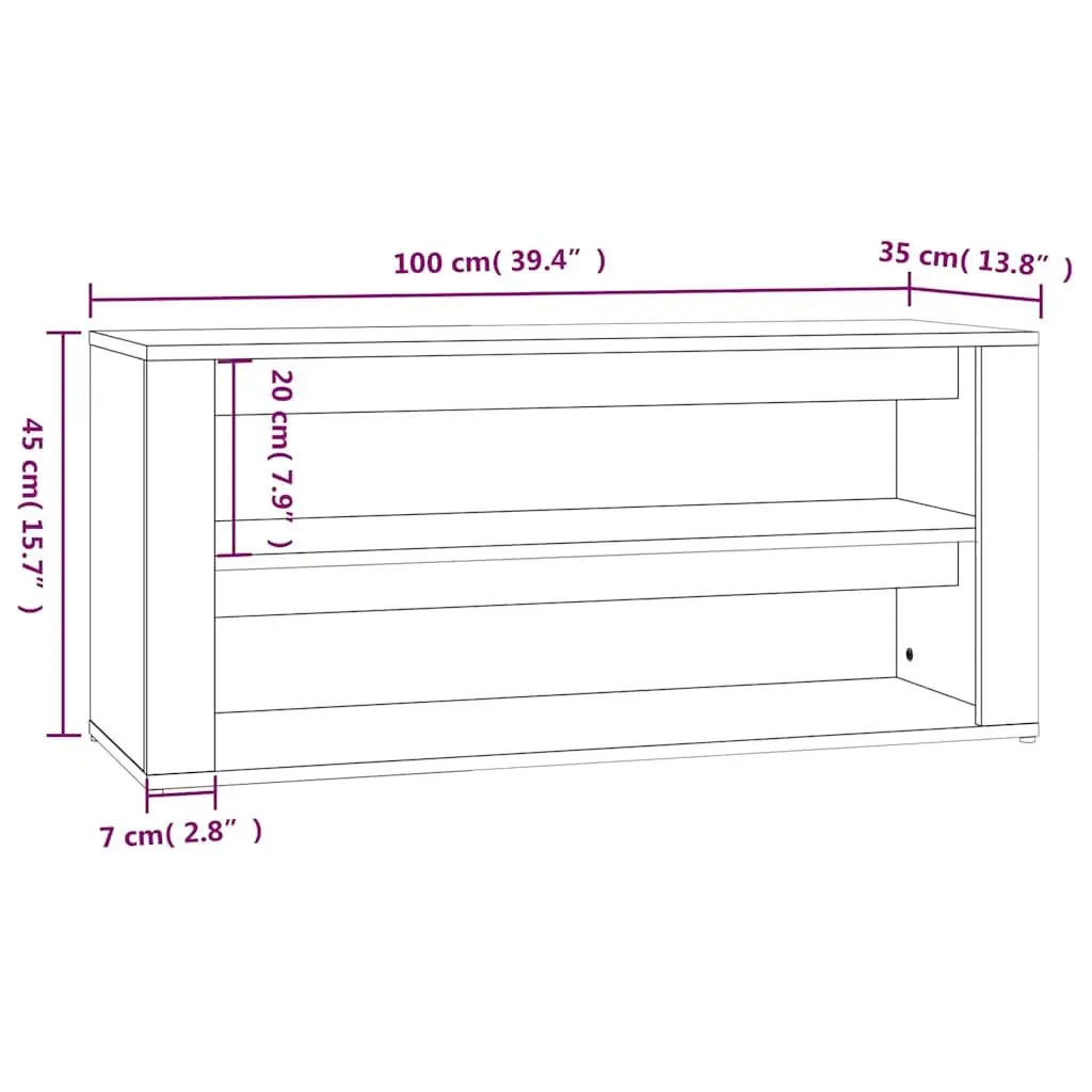 Shoe Rack Storage Cabinet 100x35x45 cm White 2 Compartments Organised Wardrobe