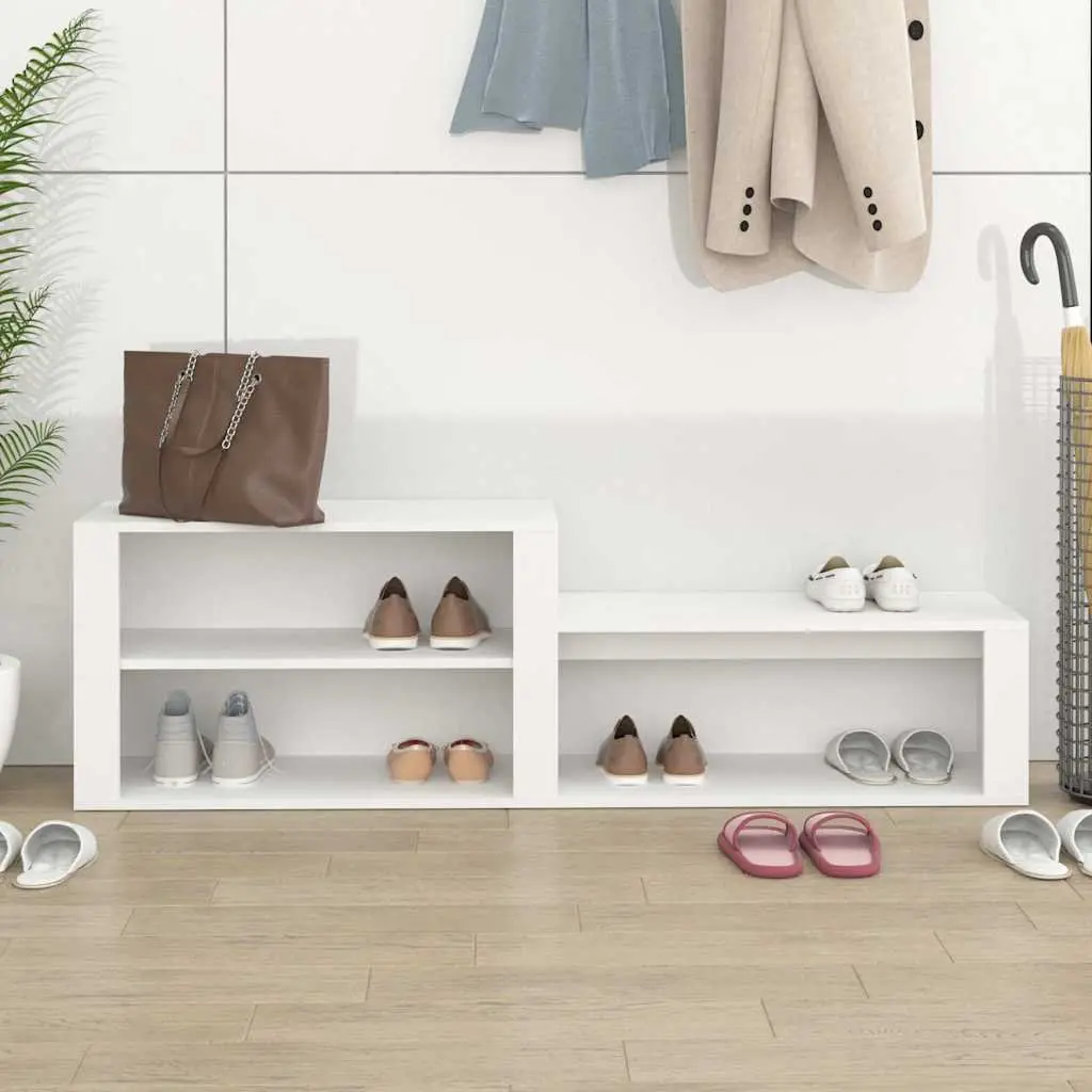 Shoe Cabinet Storage Organiser 150x35x45 cm White Engineered Wood Hall Entryway