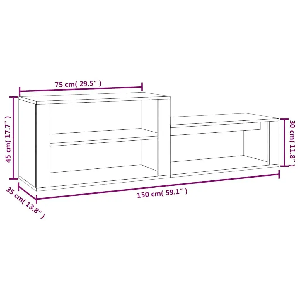 Shoe Cabinet Storage Organiser 150x35x45 cm White Engineered Wood Hall Entryway