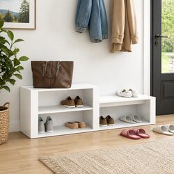 Shoe Cabinet Storage Organiser White Engineered Wood Multiple Compartments
