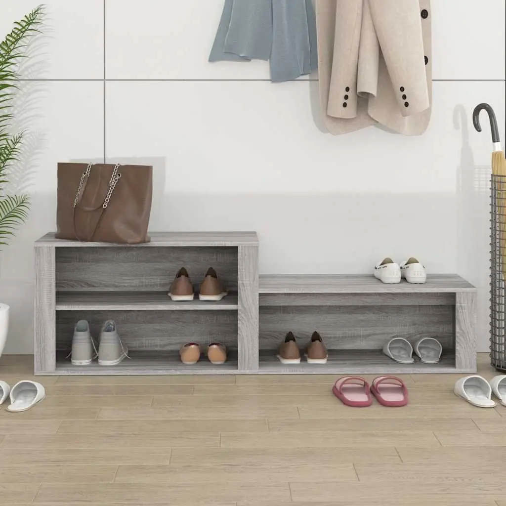Shoe Cabinet Grey Engineered Wood Storage Rack Organiser 150 x 35 x 45 cm