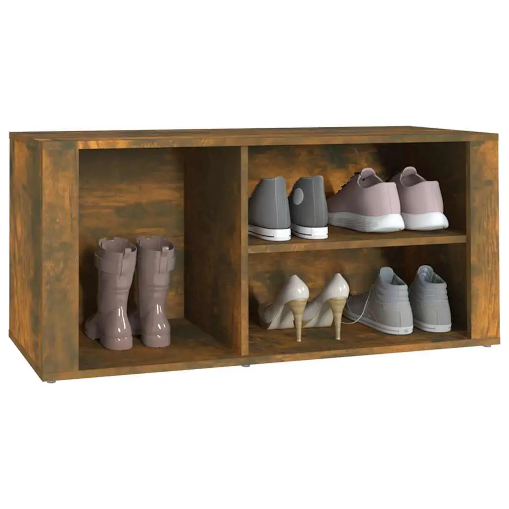 Shoe Cabinet Storage Organiser Brown Engineered Wood Hall Entryway Rack Bench 100 x 35 x 45 cm