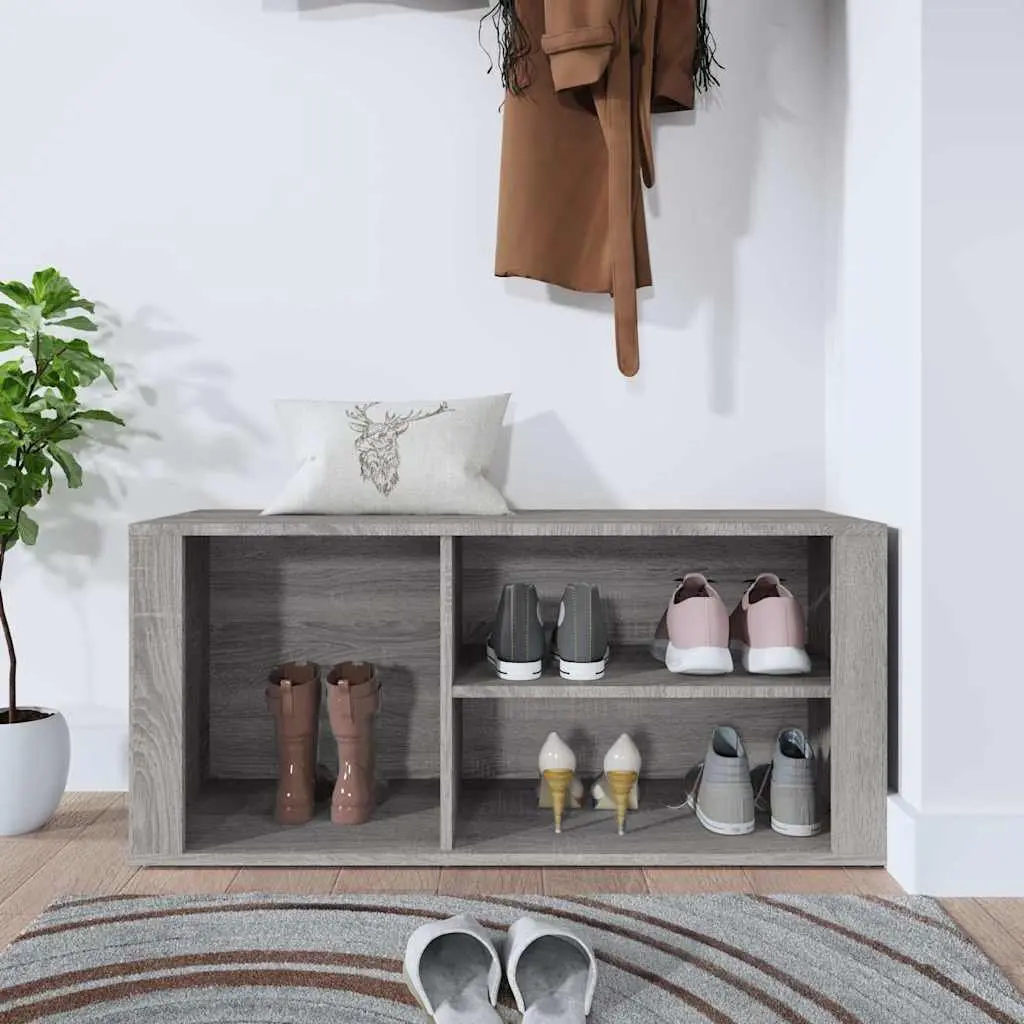 Shoe Cabinet Storage Organiser 100x35x45 cm Grey Engineered Wood