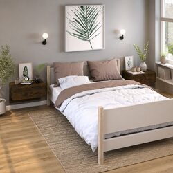 Wall-mounted Bedside Cabinets Set of 2 Floating Storage Shelves Brown