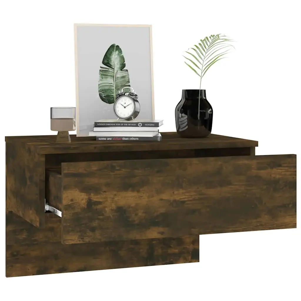 Wall-mounted Bedside Cabinets Set of 2 Floating Storage Shelves Brown