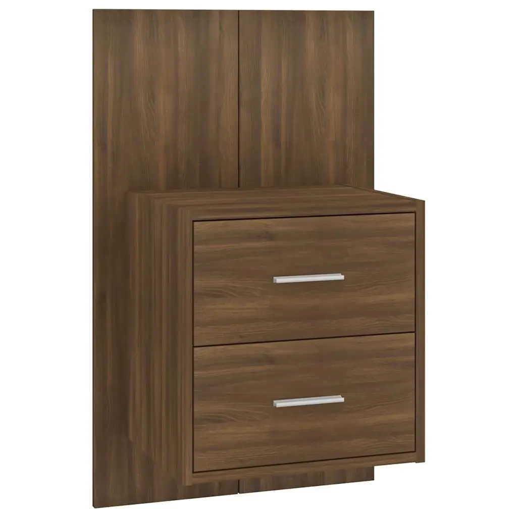 Wall-mounted Bedside Cabinets Storage Units 2 Piece Brown Oak