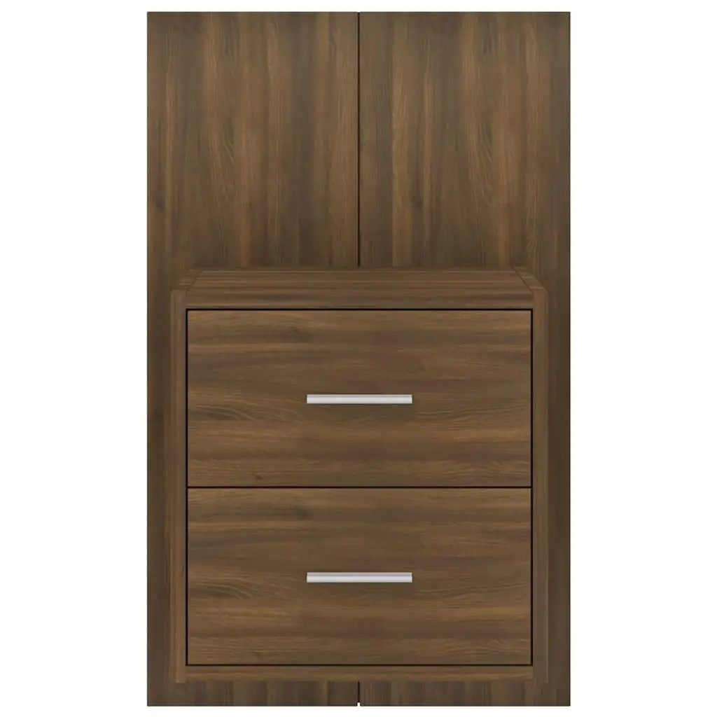 Wall-mounted Bedside Cabinets Storage Units 2 Piece Brown Oak