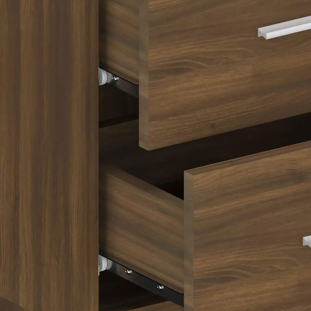 Wall-mounted Bedside Cabinets Storage Units 2 Piece Brown Oak