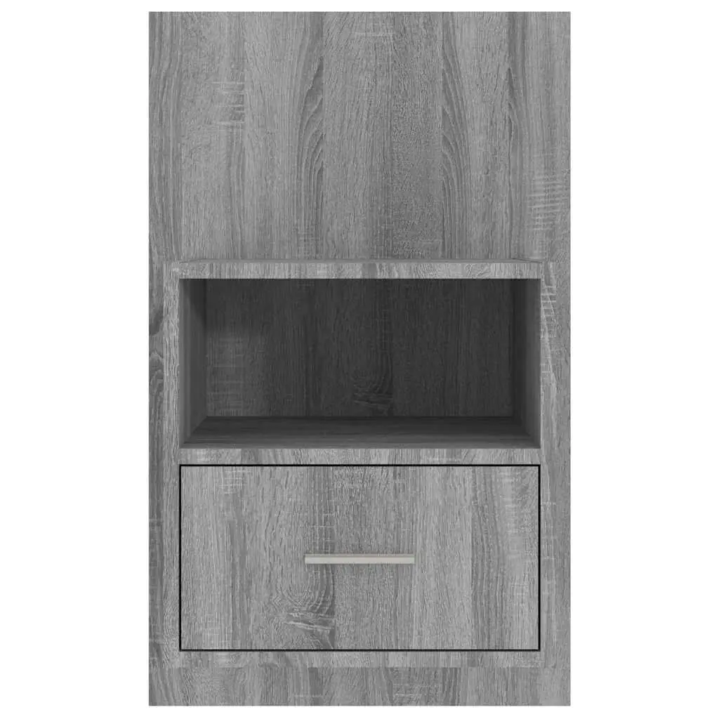 Wall-mounted Bedside Cabinet Grey Storage Floating Shelf Unit Living Room