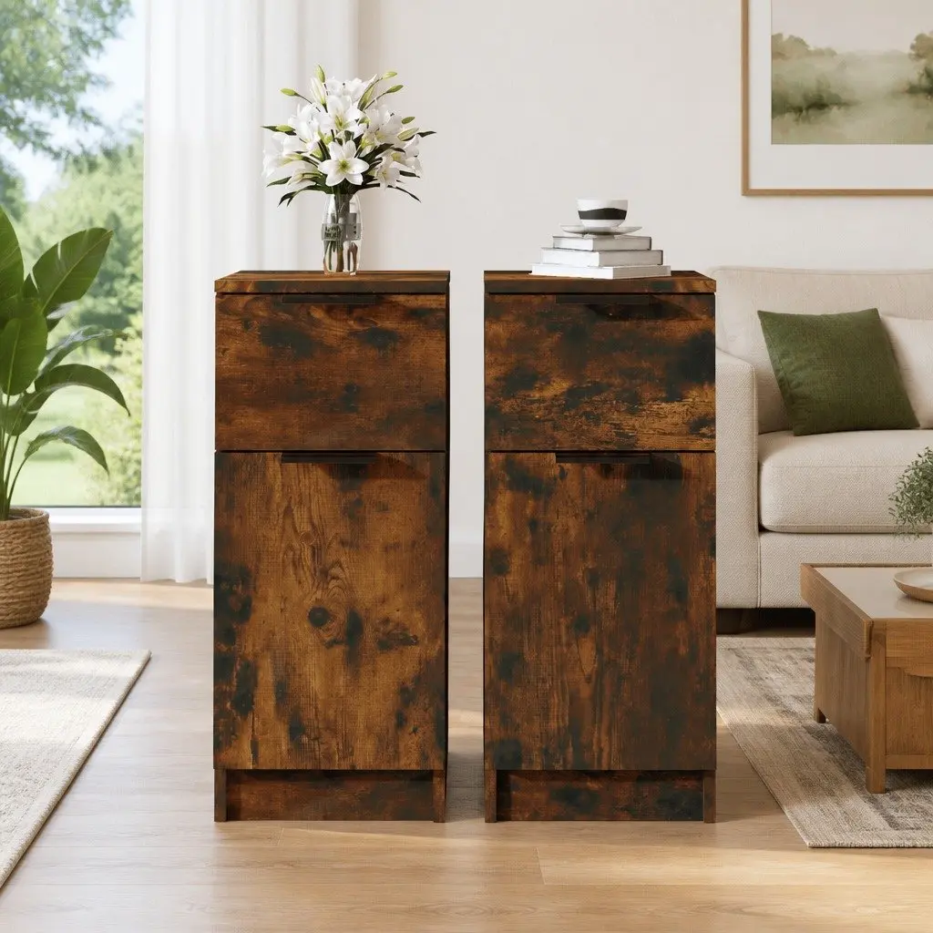 Brown Engineered Wood Sideboard Cabinet Set
