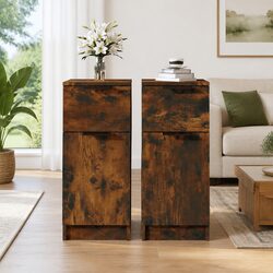 Practical Brown Engineered Wood Sideboard Cabinet Set