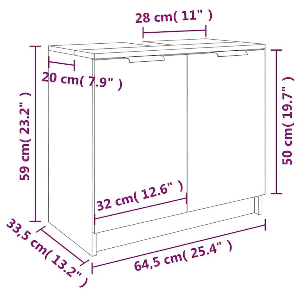 Bathroom Cabinet Storage 64.5x33.5x59cm Smoked Oak Brown Engineered Wood