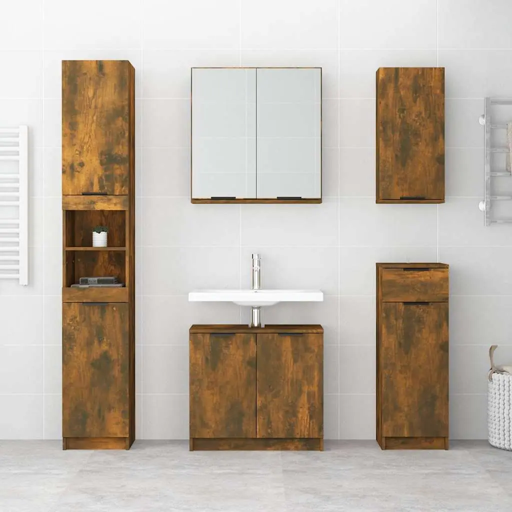 Bathroom Cabinet Storage 64.5x33.5x59cm Smoked Oak Brown Engineered Wood