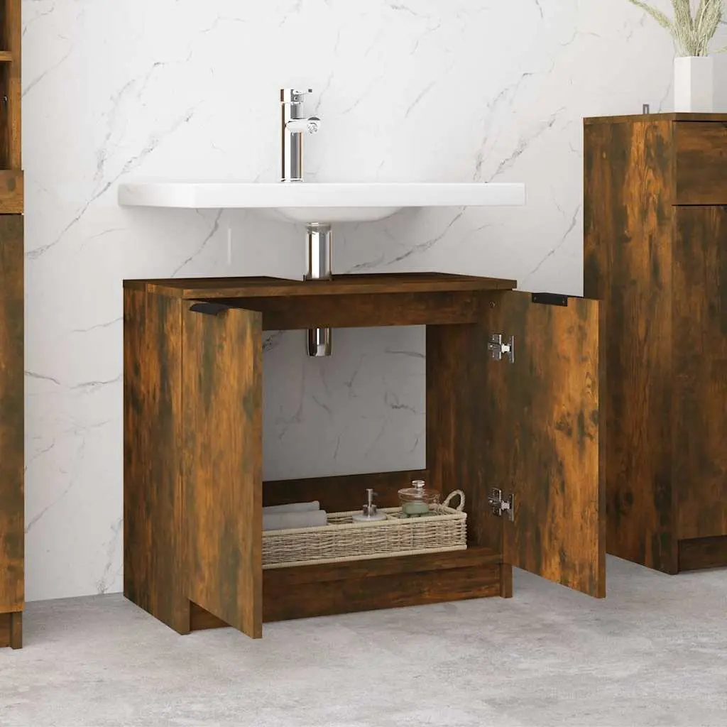 Bathroom Cabinet Storage 64.5x33.5x59cm Smoked Oak Brown Engineered Wood