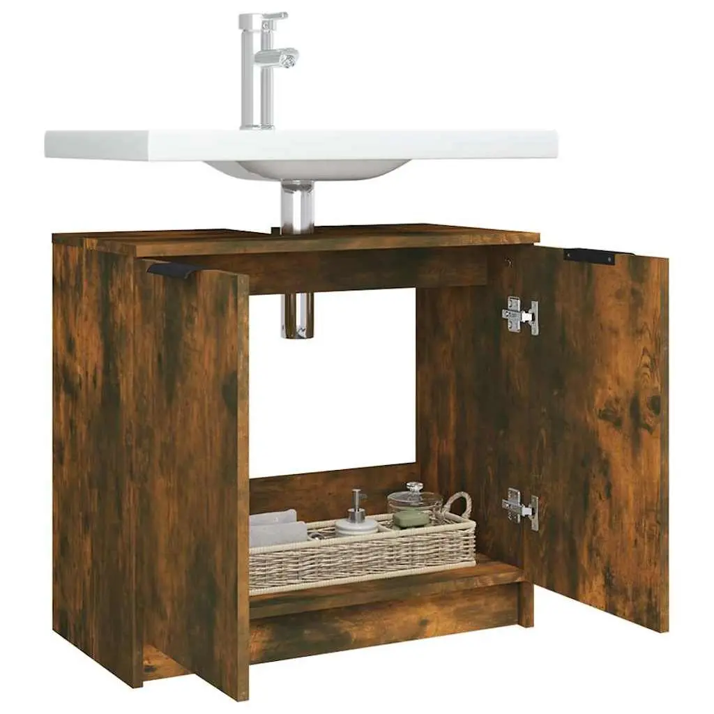 Bathroom Cabinet Storage 64.5x33.5x59cm Smoked Oak Brown Engineered Wood