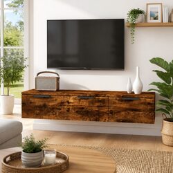 Floating Wall Shelf Cabinet in Brown 102x30x20cm