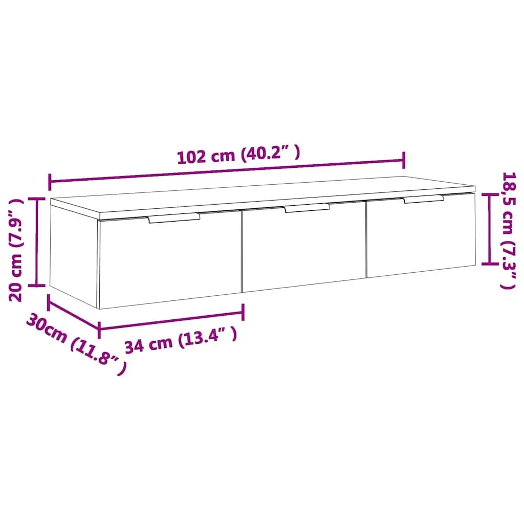 Wall Cabinet Storage Floating Shelf 102x30x20cm Brown Engineered Wood