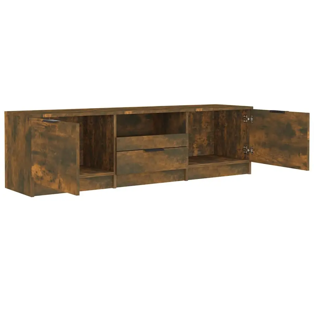 TV Cabinet Unit Brown Engineered Wood Storage Compartment Drawer Organiser 140 x 35 x 40 cm
