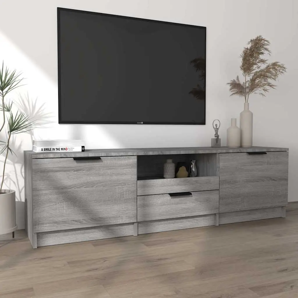 TV Cabinet Grey Sonoma 140x35x40 cm Storage Unit with Drawer Compartments