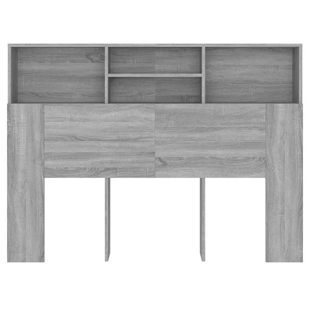 Grey Headboard Cabinet with Storage Compartments