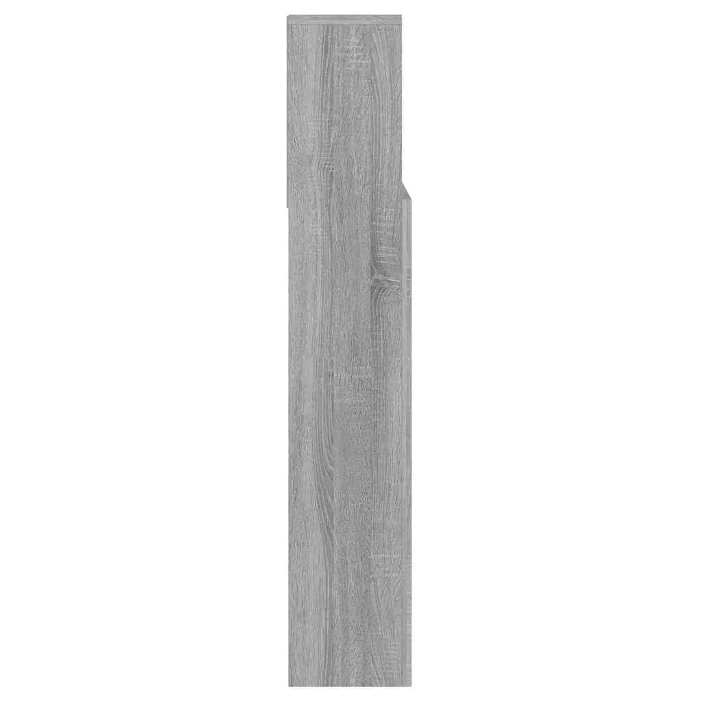 Grey Headboard Cabinet with Storage Compartments