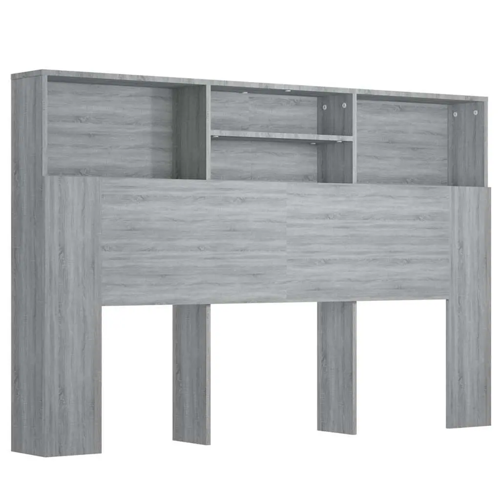 Headboard Cabinet Grey Sonoma 160cm Bedroom Storage Bookcase Wall-Mounted