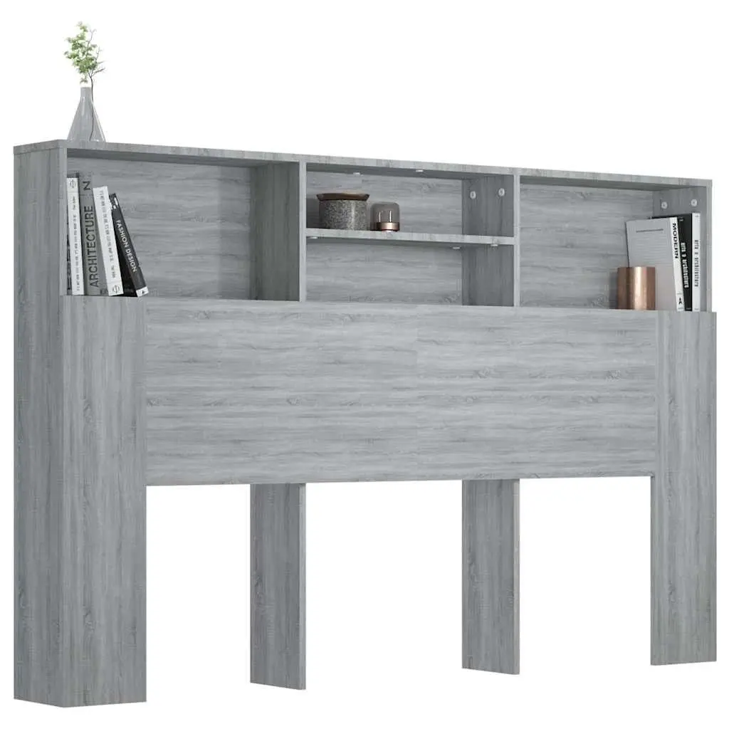 Headboard Cabinet Grey Sonoma 160cm Bedroom Storage Bookcase Wall-Mounted