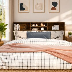 Reliable Brown Headboard Cabinet for Your Bedroom