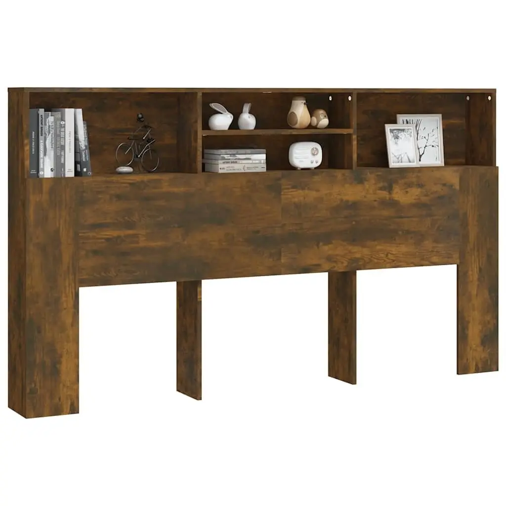 Headboard Cabinet Brown Wall-Mounted Storage Bookcase Bedroom Furniture 180cm
