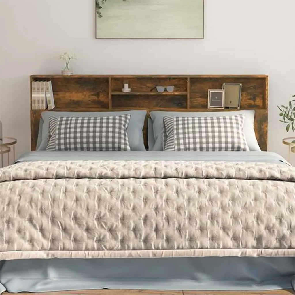 Headboard Cabinet Storage Wall-Mounted 200 cm Brown