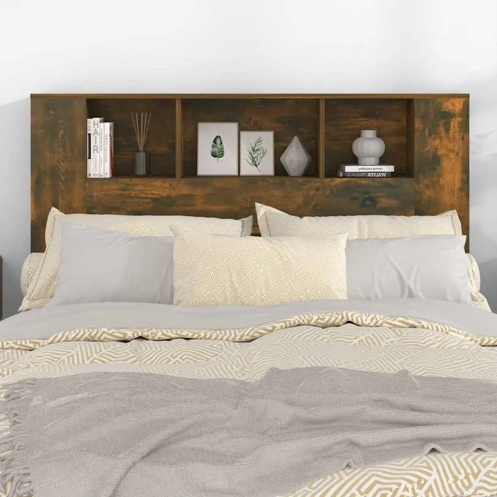 Headboard Cabinet Wall-Mounted Bedroom Storage 140cm Brown Smoked Oak