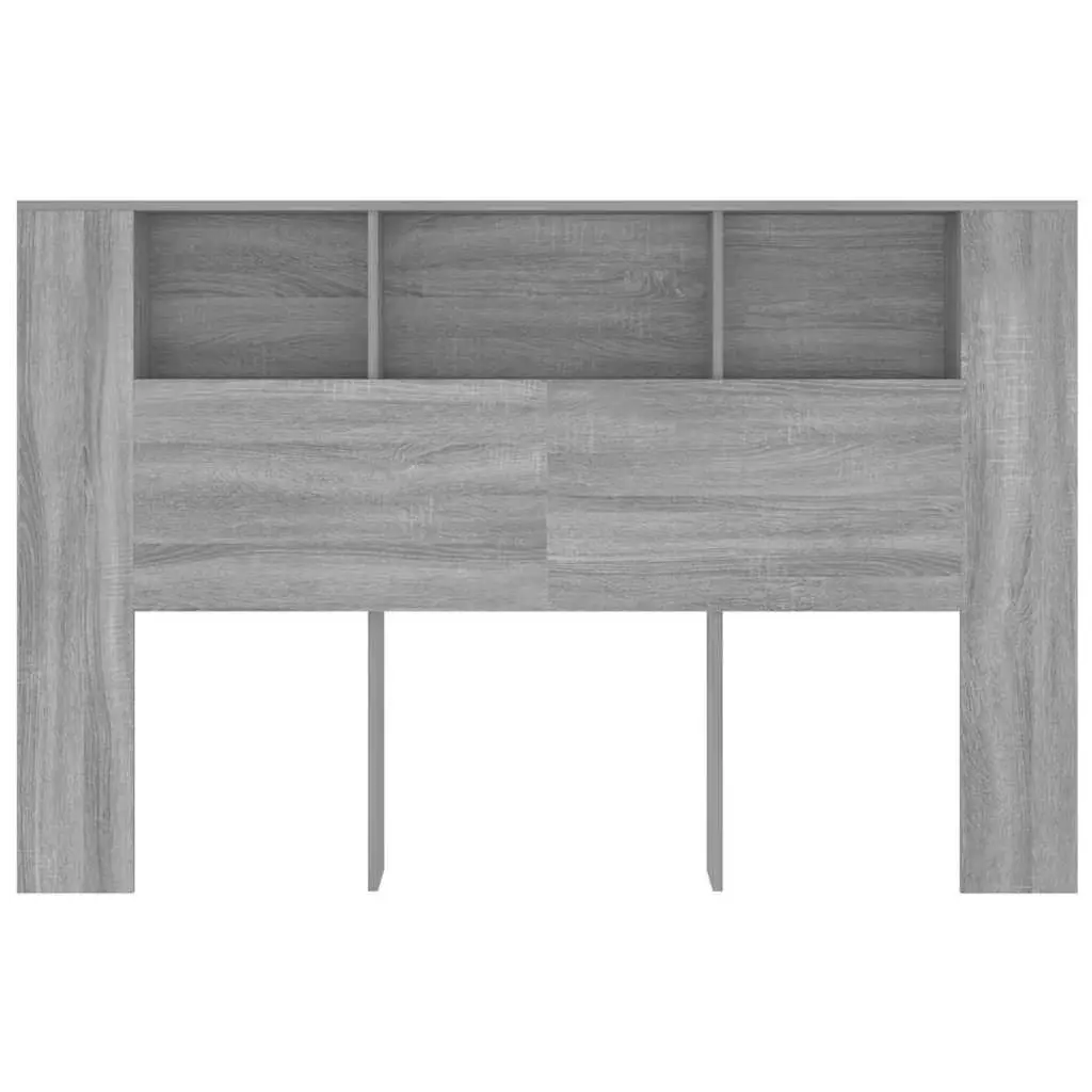 Headboard Cabinet with Storage Compartments Grey Wall-Mounted Bedroom Furniture