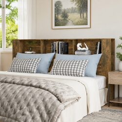Warm Smoked Oak Brown Headboard Cabinet for Your Space