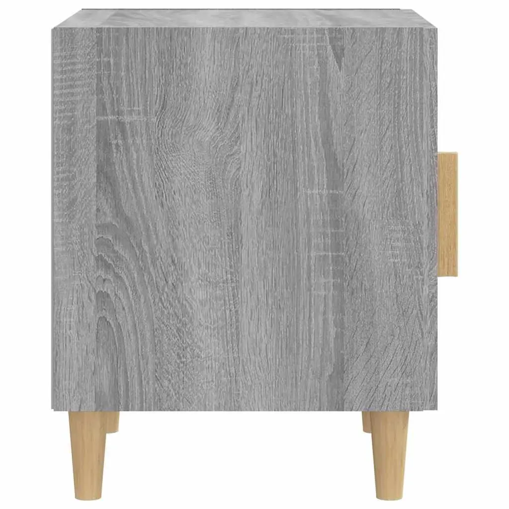 Bedside Cabinet Storage Locker Grey Engineered Wood Nightstand