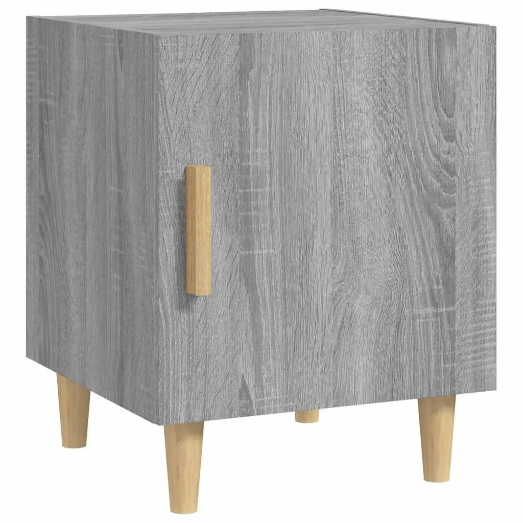 Bedside Cabinet Grey Engineered Wood Nightstand Storage Unit 1 Door Bedside