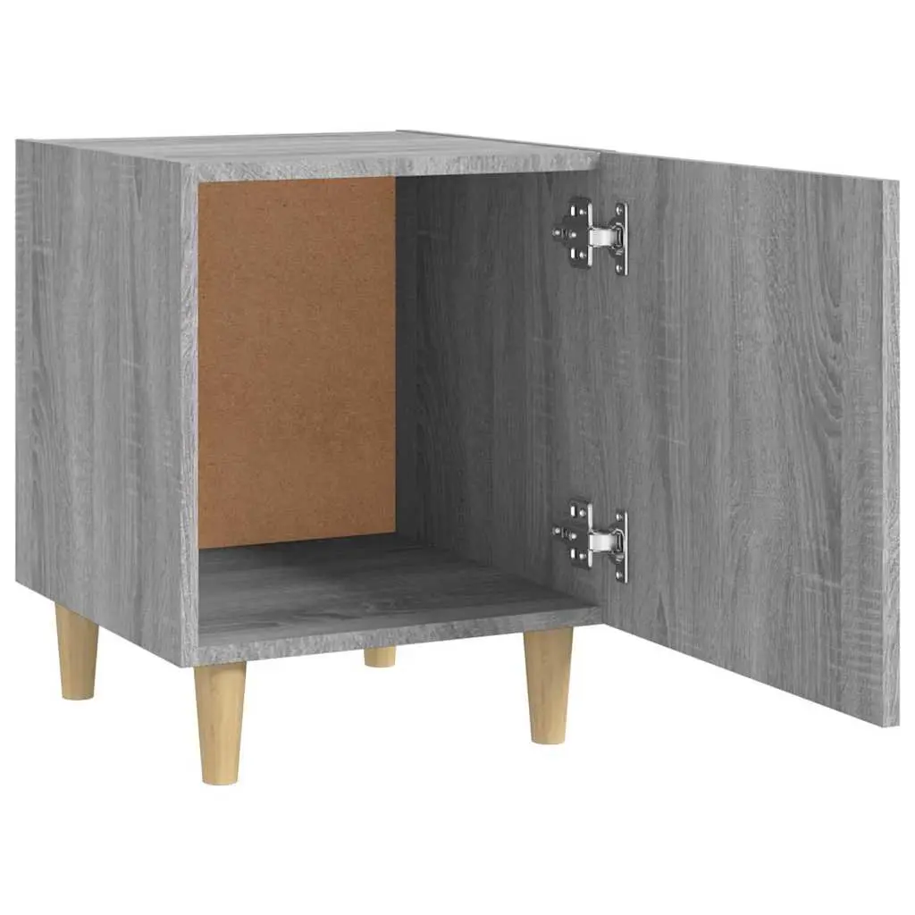 Bedside Cabinet Grey Engineered Wood Nightstand Storage Unit 1 Door Bedside