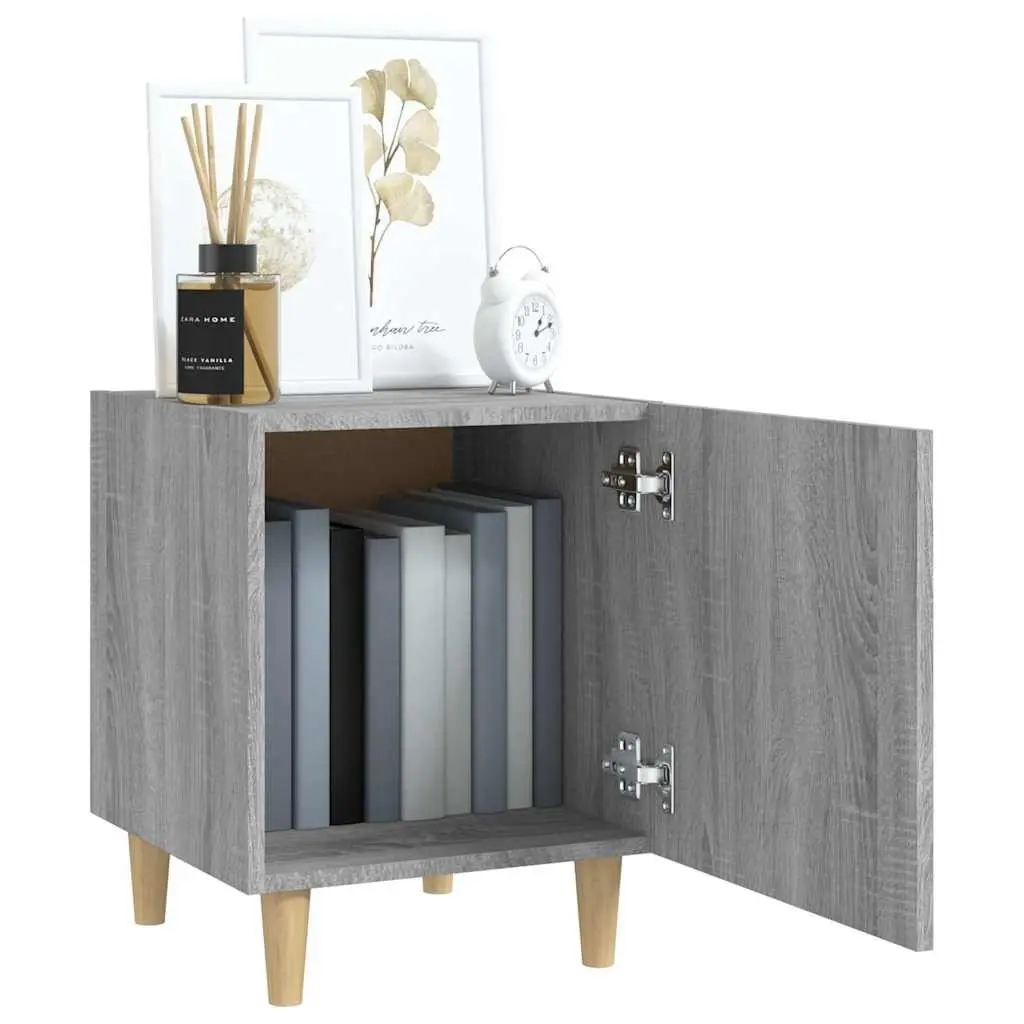 Bedside Cabinet Grey Engineered Wood Nightstand Storage Unit 1 Door Bedside