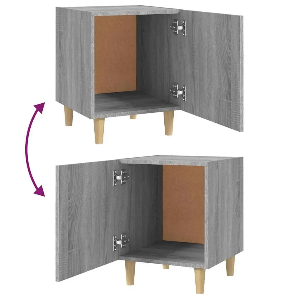 Bedside Cabinet Grey Engineered Wood Nightstand Storage Unit 1 Door Bedside