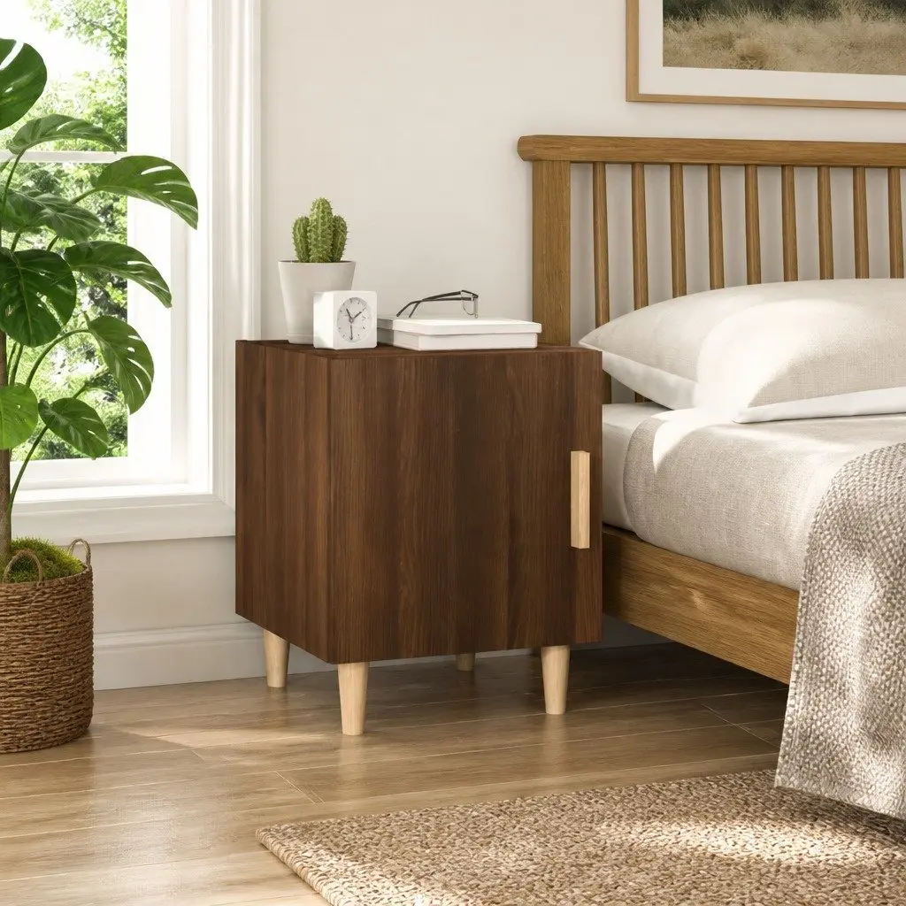 Brown Engineered Wood Bedside Cabinet