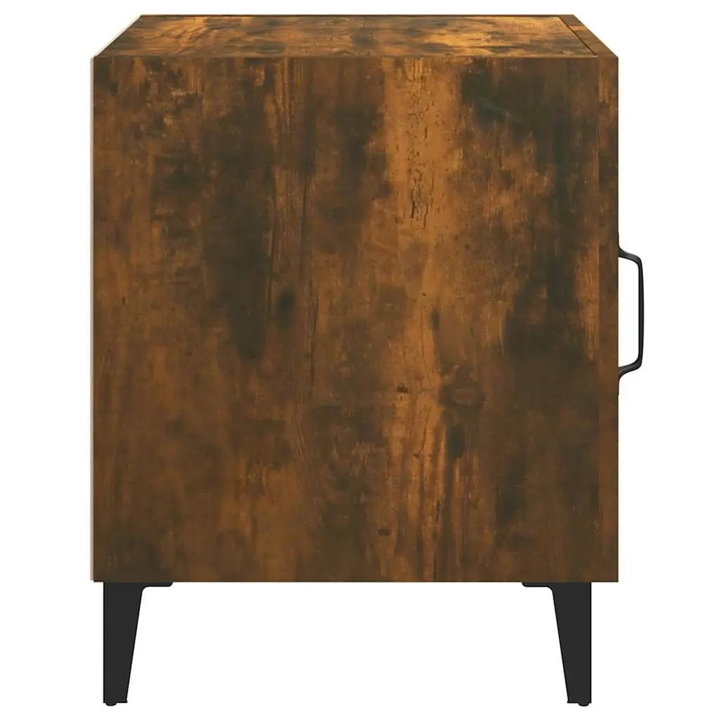 Bedside Cabinets 2 Pieces Brown Engineered Wood Nightstand Storage Organizer