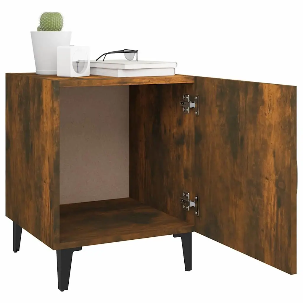 Bedside Cabinets 2 Pieces Brown Engineered Wood Nightstand Storage Organizer