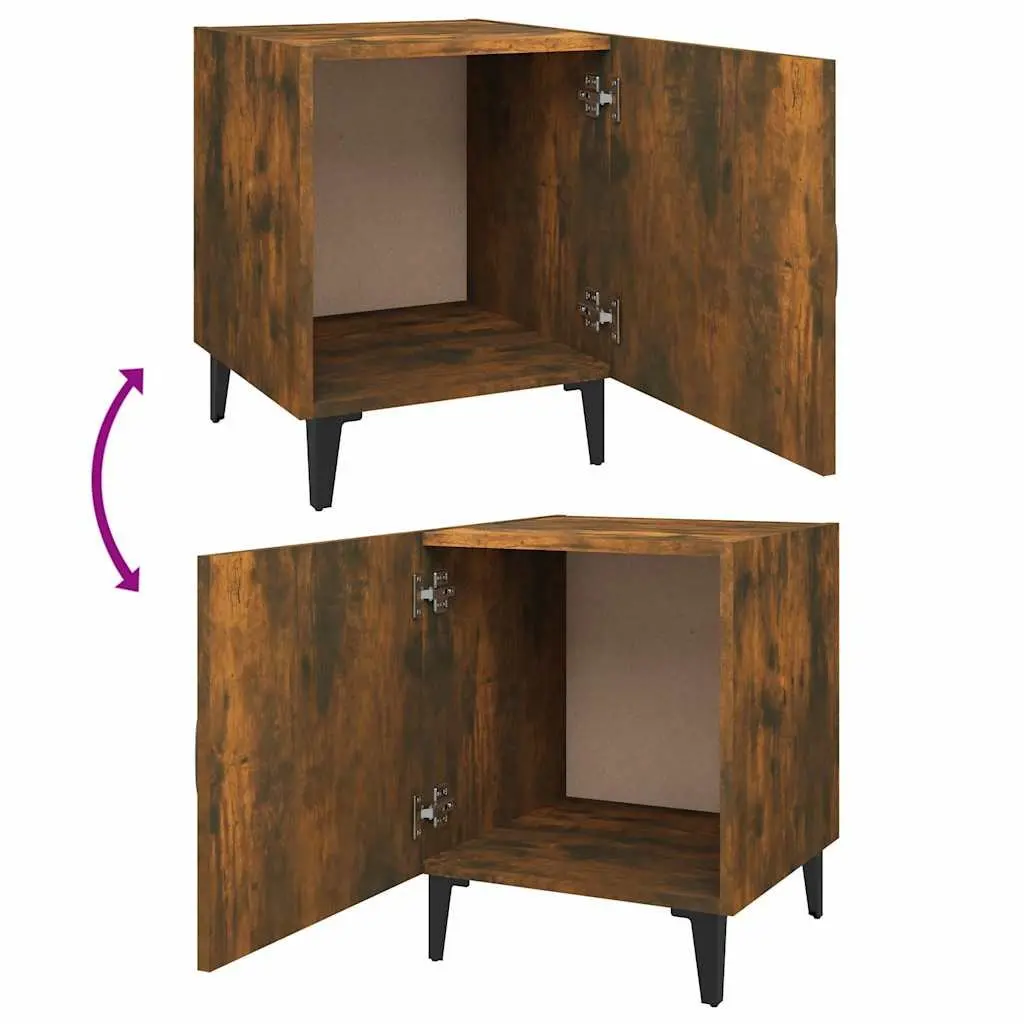 Bedside Cabinets 2 Pieces Brown Engineered Wood Nightstand Storage Organizer