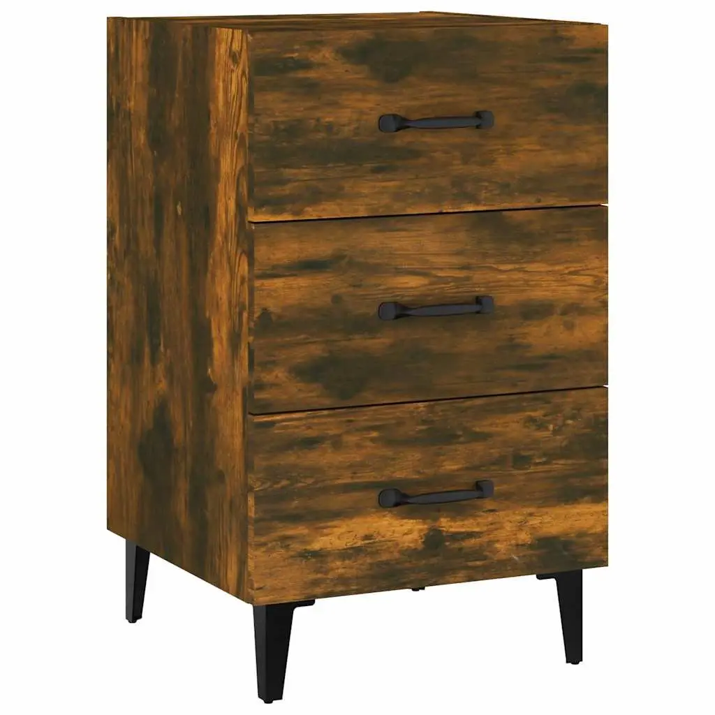 Bedside Cabinet with 3 Drawers Brown Engineered Wood Nightstand Storage Table