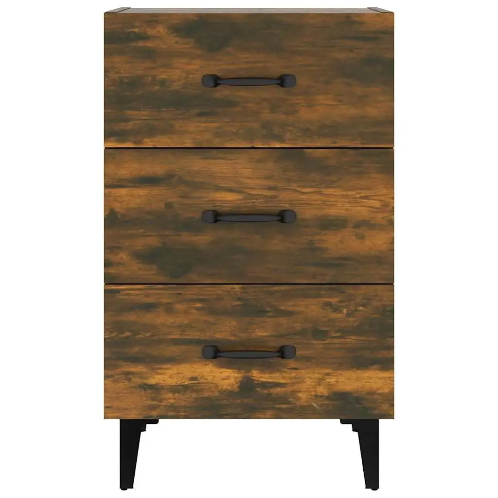 Bedside Cabinet with 3 Drawers Brown Engineered Wood Nightstand Storage Table