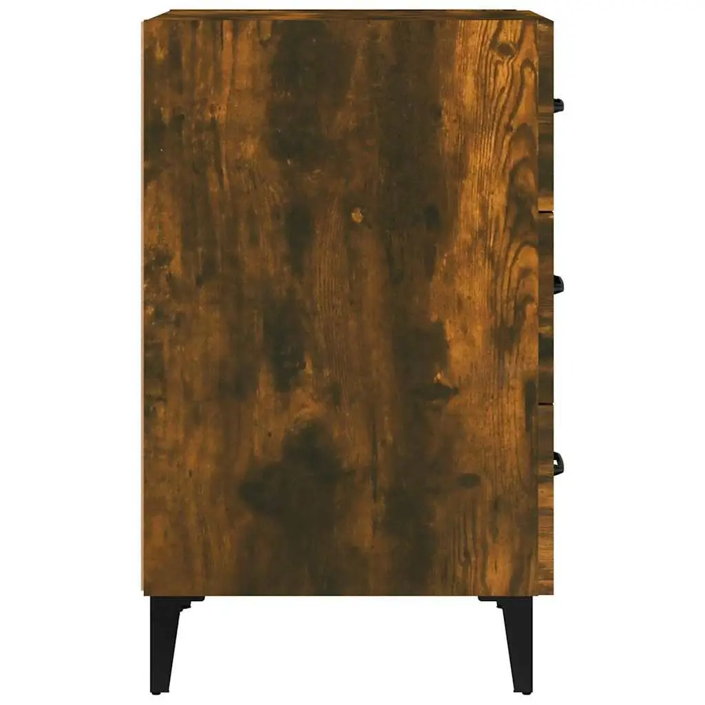 Bedside Cabinet with 3 Drawers Brown Engineered Wood Nightstand Storage Table
