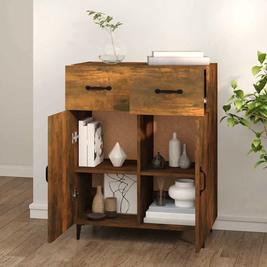Sideboard Storage Cabinet with 2 Doors 2 Drawers Brown Engineered Wood