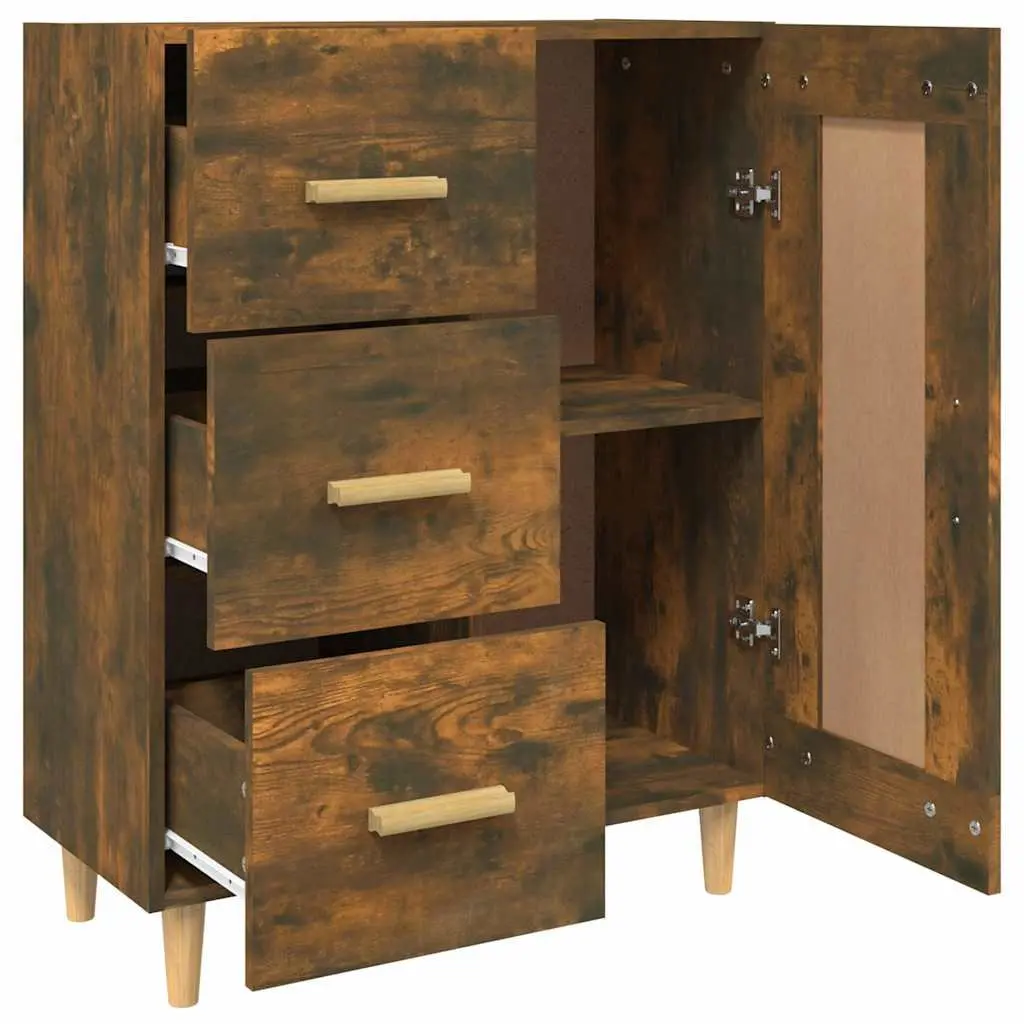 Sideboard Brown Engineered Wood Storage Cabinet Living Room Furniture 69.5W x 34D x 90H cm