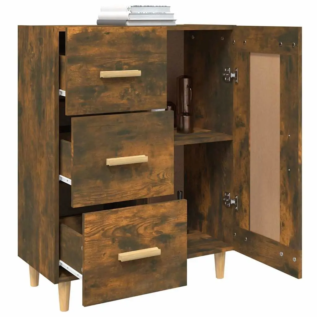 Sideboard Brown Engineered Wood Storage Cabinet Living Room Furniture 69.5W x 34D x 90H cm