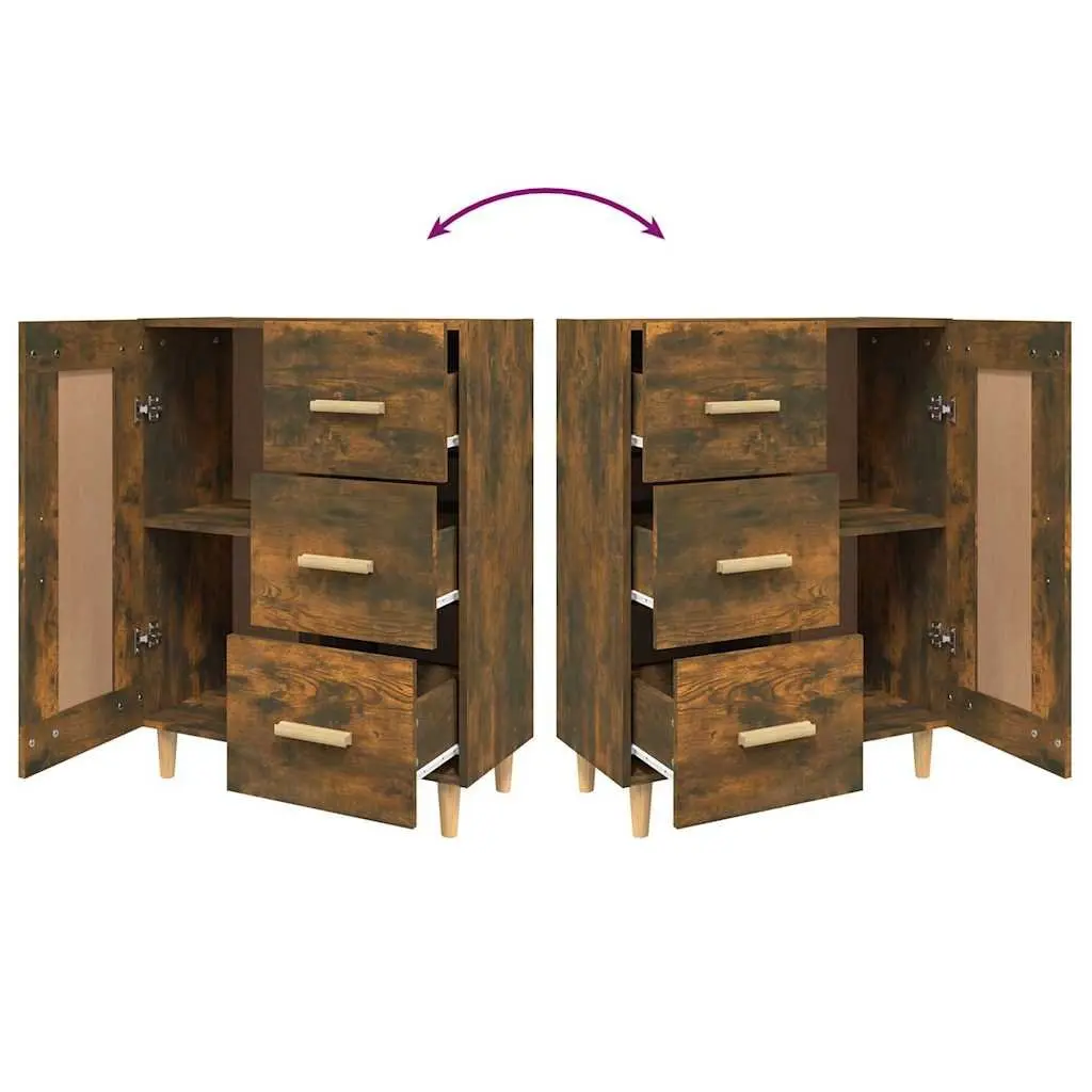Sideboard Brown Engineered Wood Storage Cabinet Living Room Furniture 69.5W x 34D x 90H cm